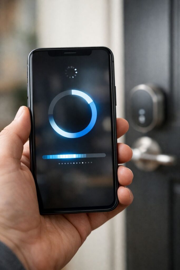 Kalibratie van een slim slot via smartphone-app na installatie